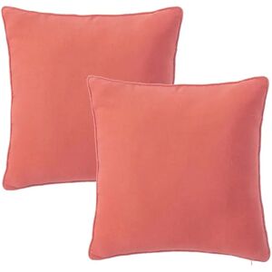 LOLAhome Set de 2 cojines lisos coral de loneta de 45x45 cm teñido