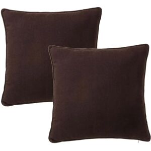 LOLAhome Set de 2 cojines lisos marrón chocolate de loneta de 45x45 cm con relleno