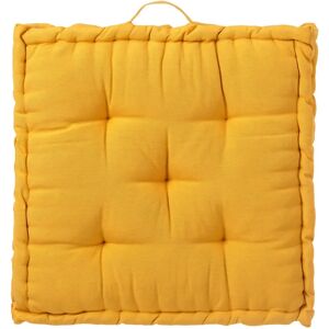 LOLAhome Cojín de suelo amarillo de algodón y poliéster de 60x60 cm con relleno