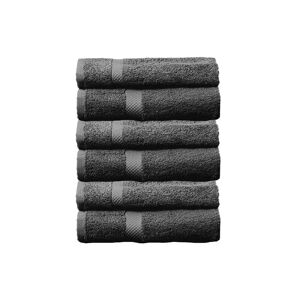 LOLAhome Juego de 6 toallas de tocador gris oscuro de algodón natural de 30x50 cm