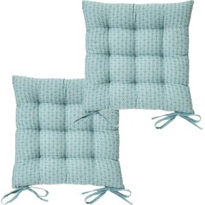 LOLAhome Set de 2 cojines para silla con medallones azules de algodón natural de 40x40 cm