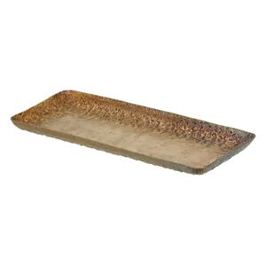 LOLAhome Bandeja rectangular de aluminio dorado envejecido de 41x16 cm