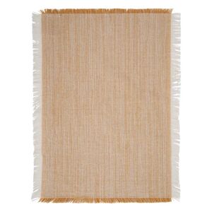LOLAhome Mantel individual de flecos mostaza de algodón de 46x33 cm