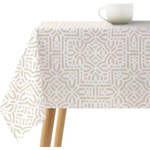 LOLAhome Mantel resinado antimanchas arabesco beige de tela de 140x140 cm