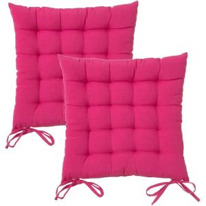 LOLAhome Set de 2 cojines silla lisos fucsia de loneta de 38x38 cm teñido