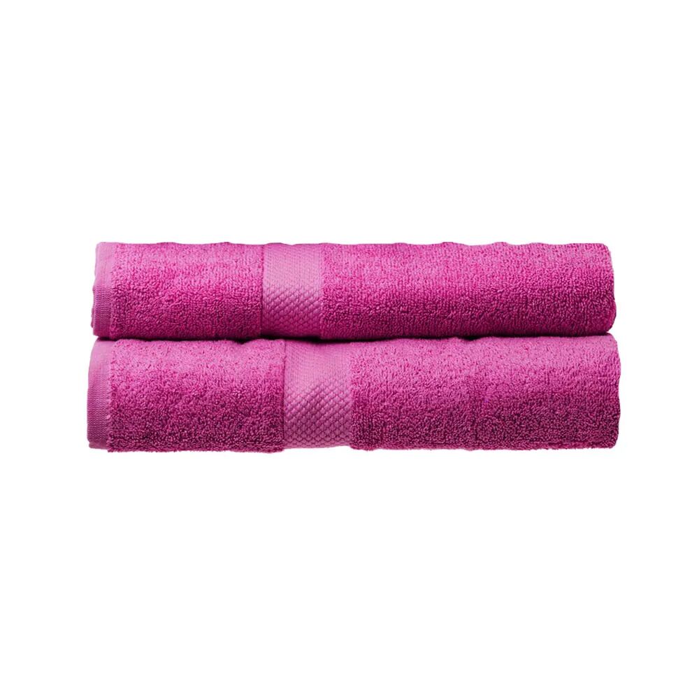 LOLAhome Juego de 2 toallas de lavabo rosa fucsia de algodón natural de 50x100 cm