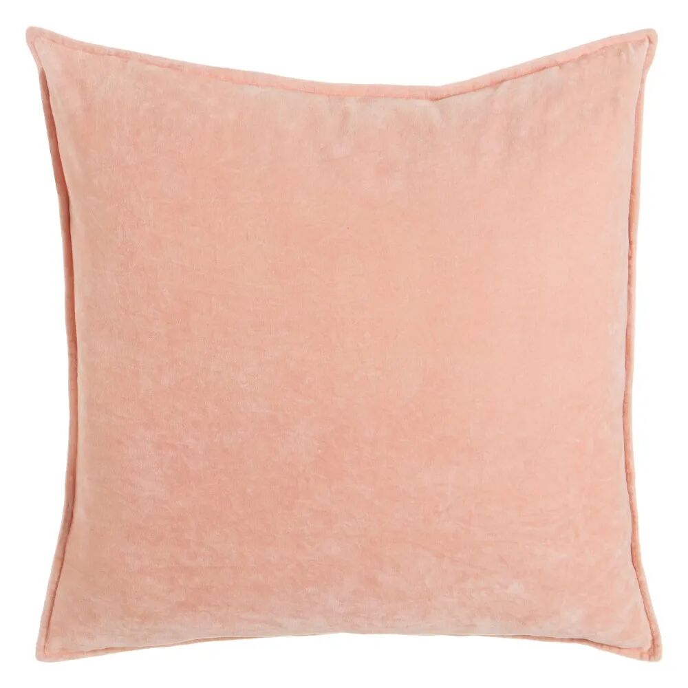 LOLAhome Cojín liso con ribete rosa de terciopelo y algodón de 60x60cm con relleno