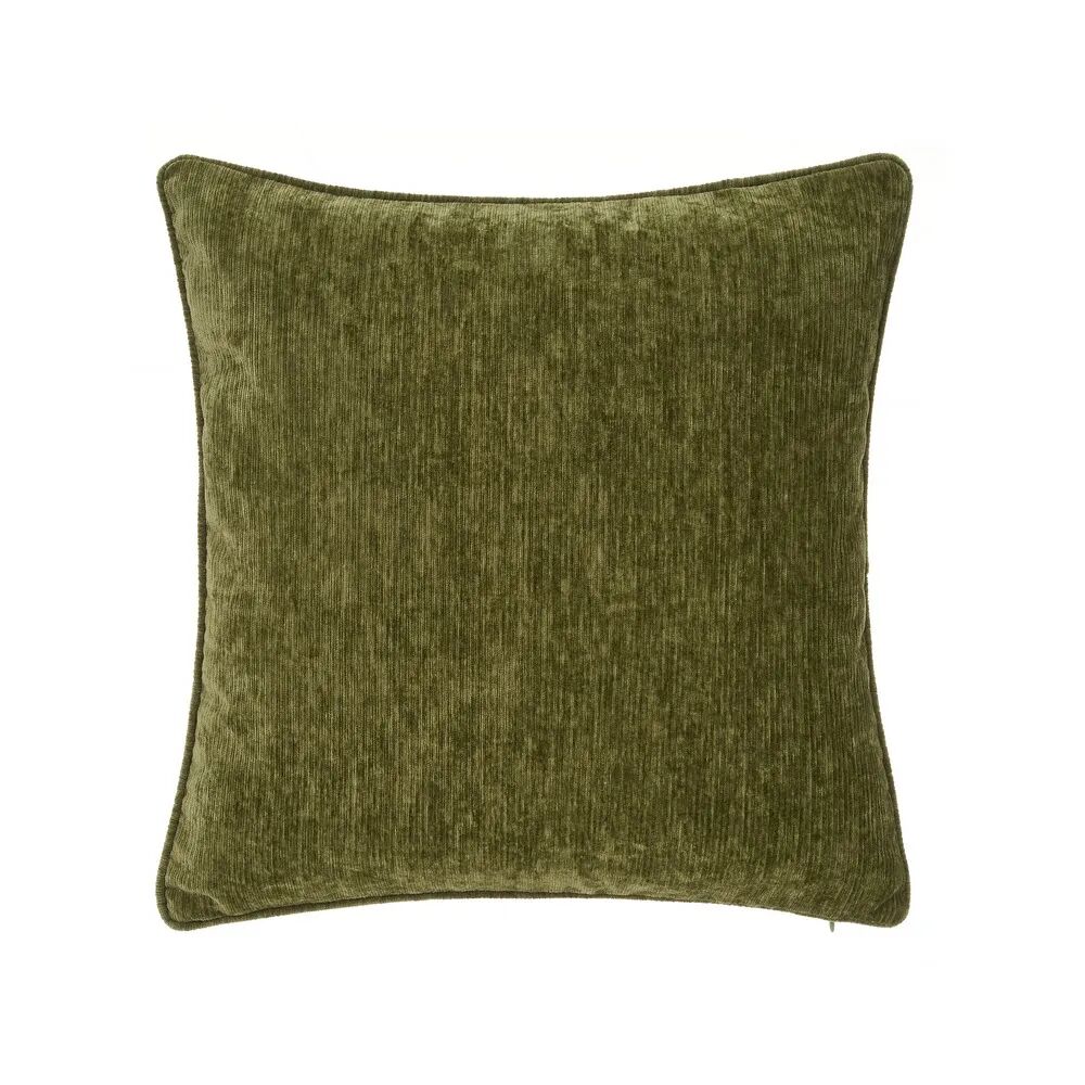 LOLAhome Cojín con ribete verde de pana de 45x45 cm con relleno
