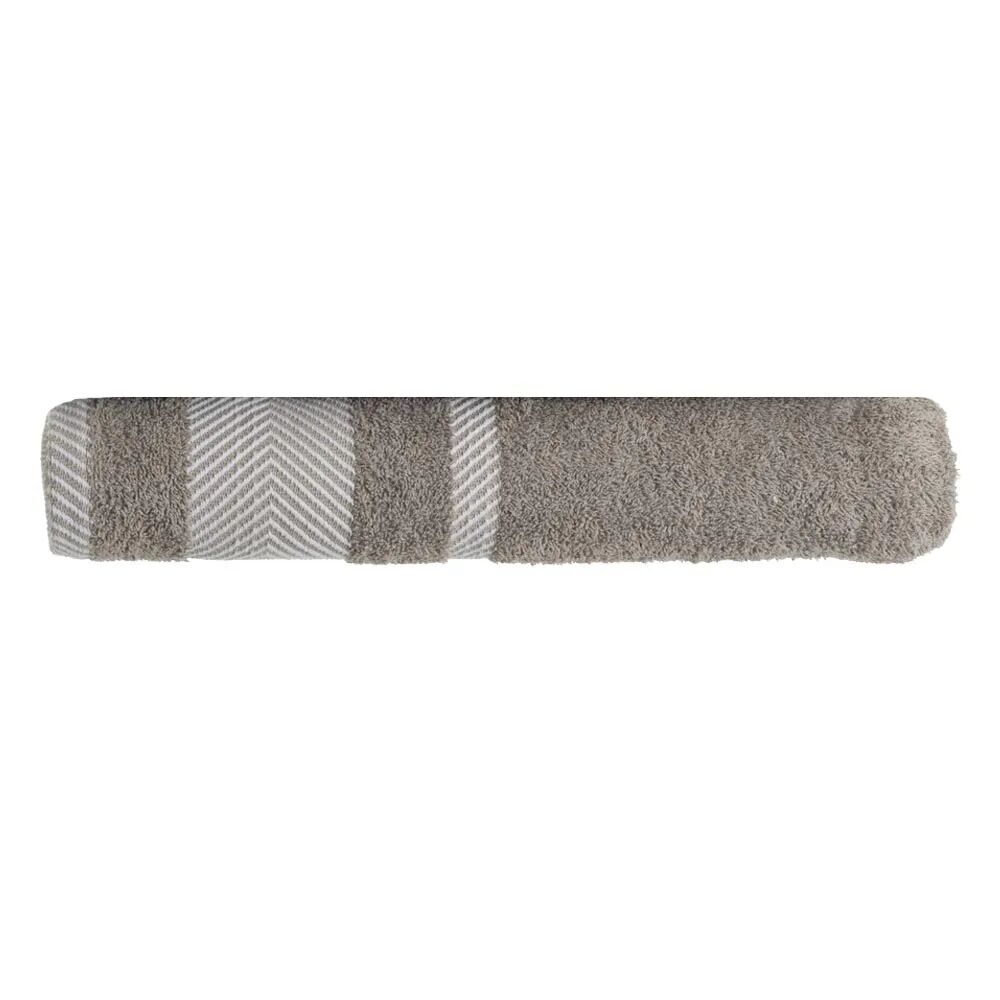 LOLAhome Toalla sábana con cenefa gris de algodón natural de 100x150 cm