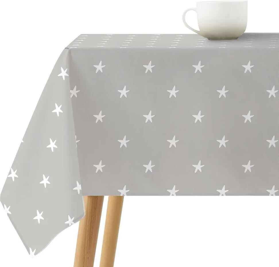 LOLAhome Mantel resinado antimanchas de estrellas gris de tela de 140x250 cm