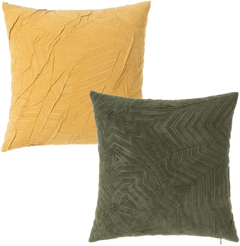 LOLAhome Set de 2 cojines textura amarillo y verde de microfibra de 40x40 cm con relleno