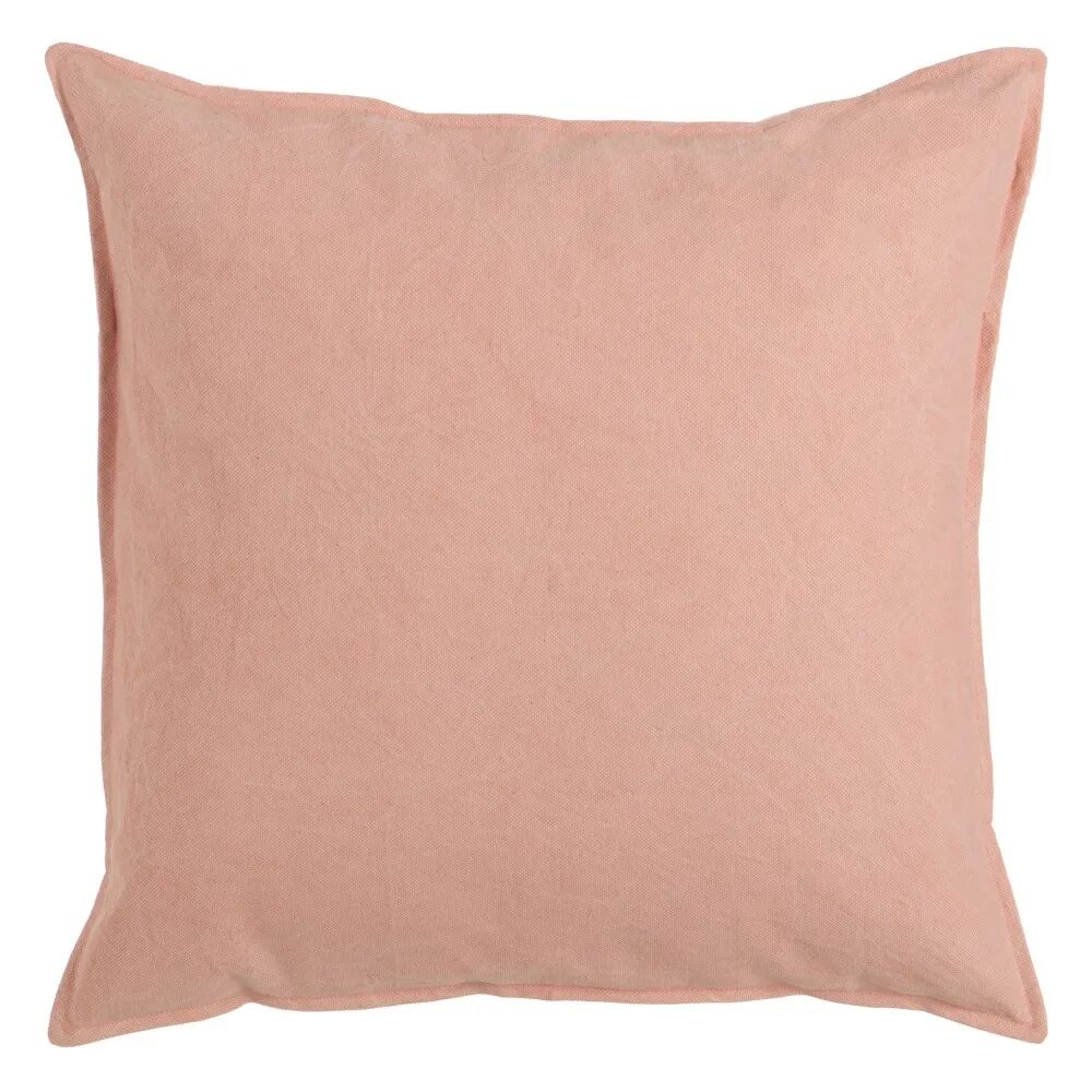 LOLAhome Cojín liso con ribete rosa de algodón de 60x60 cm con relleno