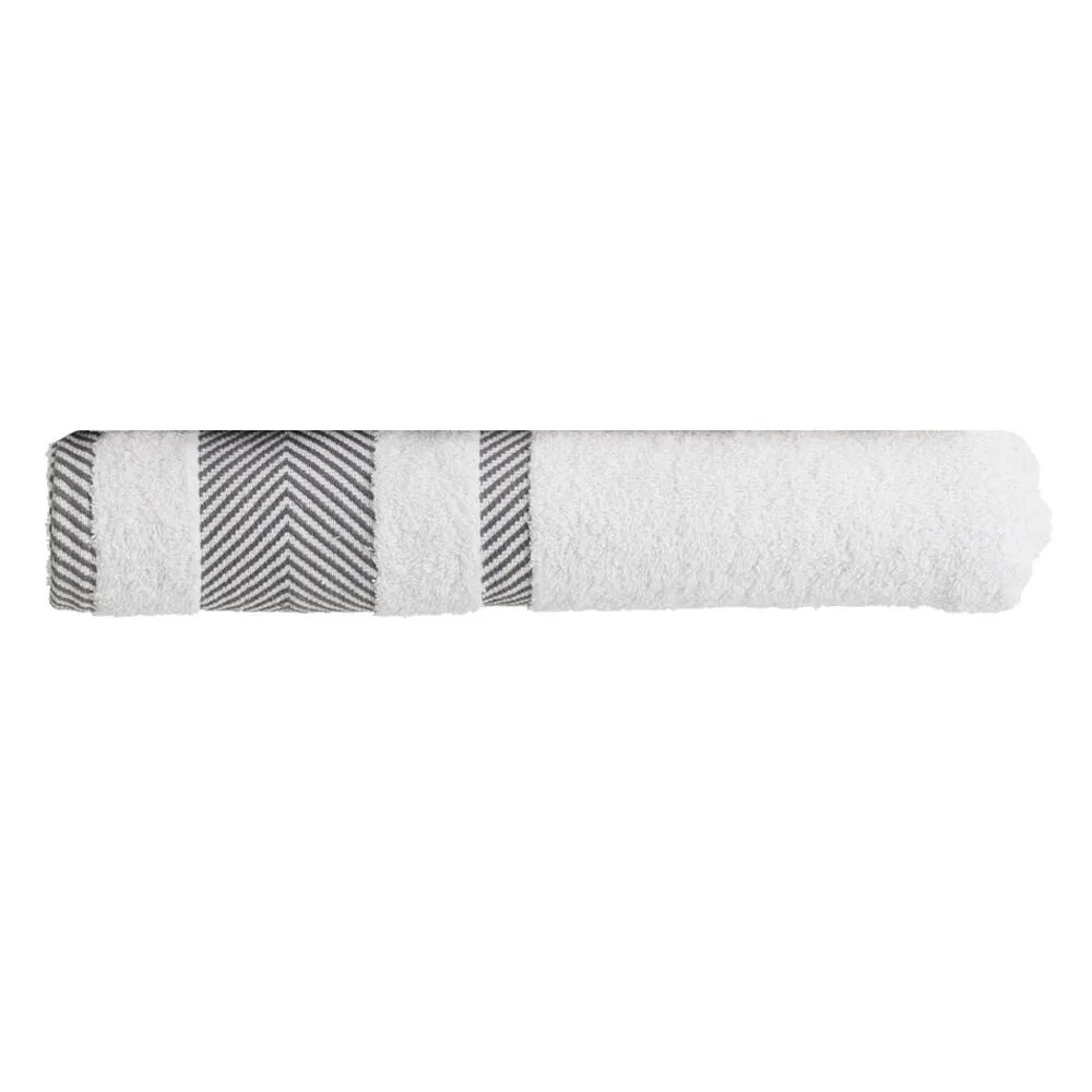 LOLAhome Toalla sábana con cenefa blanca de algodón natural de 100x150 cm