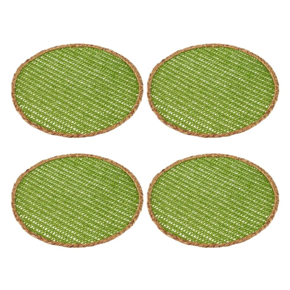 LOLAhome Juego de 4 salvamanteles redondos verdes de fibra natural de Ø 38 cm