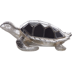 Figura Decorativa Tortuga Plata De Poli Resina 13 Cm Espejada