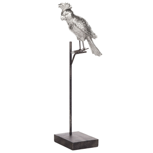 Figura Decorativa De Poli Resina Plateada 50 Cm Forma De Pájaro