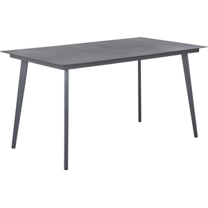 Mesa De Comedor De Jardín Gris Acabado Mate 140 X 80 Cm Aluminio 4 Personas Rectangular Minimalista Industrial