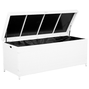 Caja De Almacenamiento Para Jardín En Ratán Sintético Blanco 158 X 63 Cm