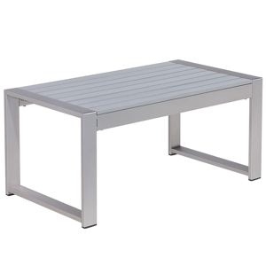 Mesa De Centro De Aluminio Gris 90 X 50 Cm Moderno Balcón Terraza Interior Exterior