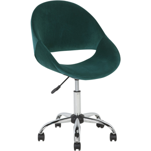 Silla De Oficina Giratoria Verde Esmeralda Con Tapizado De Terciopelo Con Base Plateada Altura Ajustable