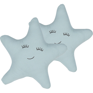 Conjunto De 2 Cojines Para Niños Almohadas En Forma De Estrella De Tela Azul Con Relleno Juguete Para Niños Suave