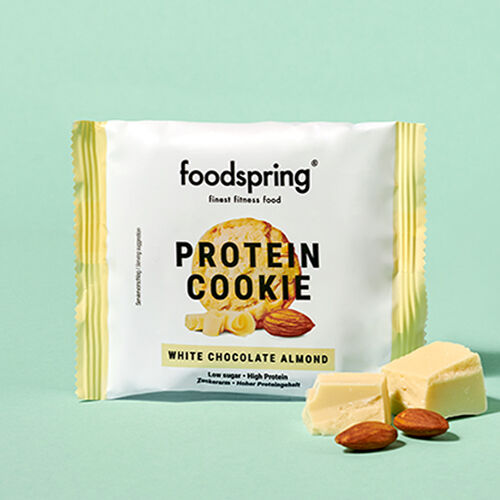 foodspring Cookie Proteica Chocolate blanco y almendra