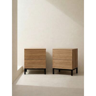 Kolb Pack 2 mesitas de noche natural 2 cajones - Kenay Home Kolb Pack 2 mesitas de noche natural 2 cajones - Kenay Home