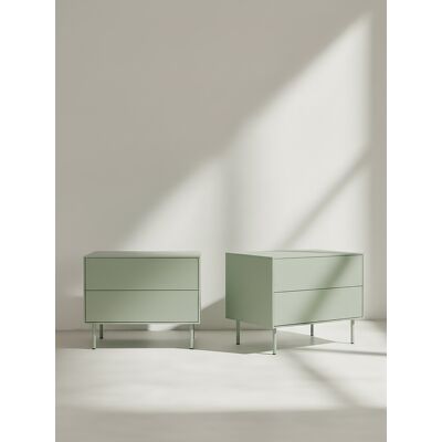 Qbic pack 2 mesitas de noche verde 2 cajones - Kenay Home Verde Qbic pack 2 mesitas de noche verde 2 cajones - Kenay Home Verde