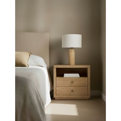 Manor mesita de noche de madera natural 1 cajón - Kenay Home Manor mesita de noche de madera natural 1 cajón - Kenay Home