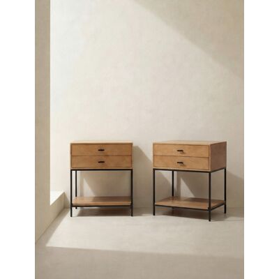 Gardes Pack 2 mesitas de noche de madera maciza 2 cajones - Kenay Home Gardes Pack 2 mesitas de noche de madera maciza 2 cajones - Kenay Home