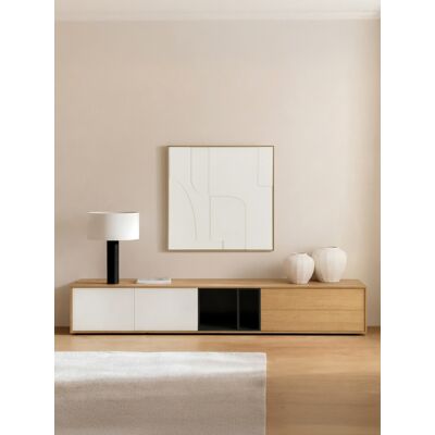 Emmet mueble TV 280 de chapa de roble y laca grafito - Kenay Home Emmet mueble TV 280 de chapa de roble y laca grafito - Kenay Home