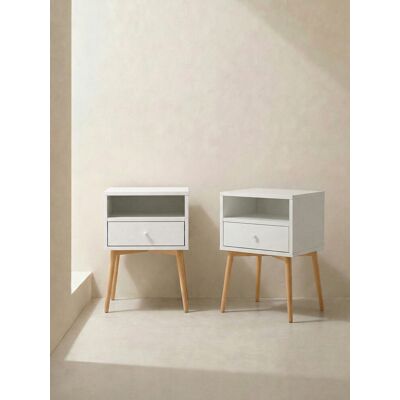Kenay - Tilo Natural - Blanco - Natural - Mesitas de noche Kenay - Tilo Natural - Blanco - Natural - Mesitas de noche
