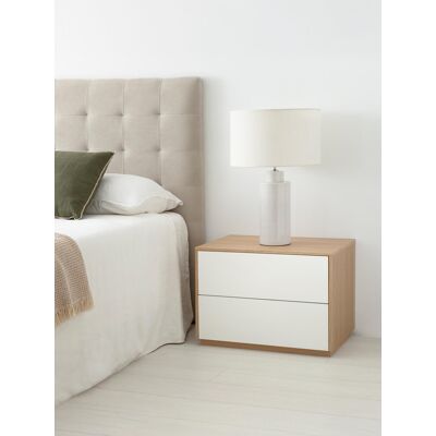 Unite Mesita de noche blanca y chapa de roble 2 cajones A60 - Kenay Home Roble Unite Mesita de noche blanca y chapa de roble 2 cajones A60 - Kenay Home Roble