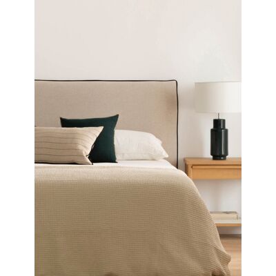 Naila cabecero tapizado desenfundable 150/160 beige ribete negro - Kenay Home Naila cabecero tapizado desenfundable 150/160 beige ribete negro - Kenay Home