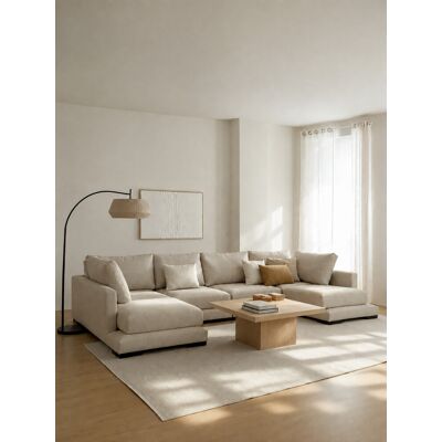 Travis sofá modular chaise longue doble 5 plazas 364 cm perla - Kenay Home Travis sofá modular chaise longue doble 5 plazas 364 cm perla - Kenay Home