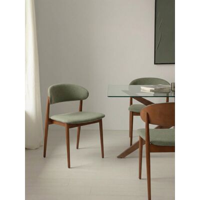 Marse silla de madera maciza nogal con tapizado verde - Kenay Home Nogal Marse silla de madera maciza nogal con tapizado verde - Kenay Home Nogal