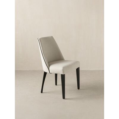 Arles silla tapizada beige ribete negro con patas de madera maciza negras - Kenay Home Negro Arles silla tapizada beige ribete negro con patas de madera maciza negras - Kenay Home Negro