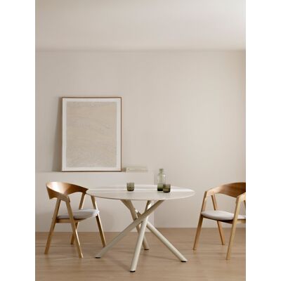 Leaner mesa de comedor redonda beige 120 - Kenay Home Leaner mesa de comedor redonda beige 120 - Kenay Home