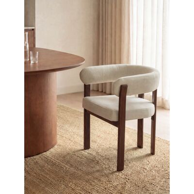 Velune silla tapizada perla con pata nogal - Kenay Home Nogal Velune silla tapizada perla con pata nogal - Kenay Home Nogal