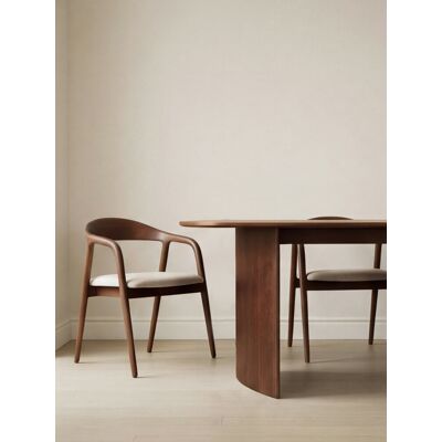 Rahis silla de madera maciza nogal con tapizado beige - Kenay Home Rahis silla de madera maciza nogal con tapizado beige - Kenay Home