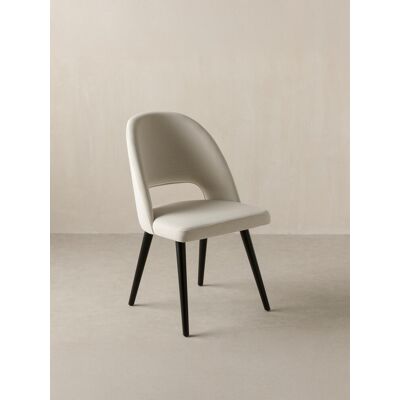 Hole silla tapizada beige con patas de madera maciza negras - Kenay Home Negro Hole silla tapizada beige con patas de madera maciza negras - Kenay Home Negro