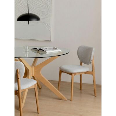 Ellie silla de madera maciza natural con tapizado perla - Kenay Home Natural Ellie silla de madera maciza natural con tapizado perla - Kenay Home Natural