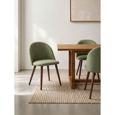 Brila silla tapizada verde con pata nogal - Kenay Home Verde Brila silla tapizada verde con pata nogal - Kenay Home Verde
