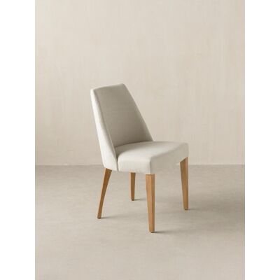 Arles silla tapizada beige con patas de madera maciza natural - Kenay Home Natural Arles silla tapizada beige con patas de madera maciza natural - Kenay Home Natural