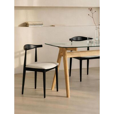 Vie silla de madera maciza negra con tapizado beige - Kenay Home Negro Vie silla de madera maciza negra con tapizado beige - Kenay Home Negro