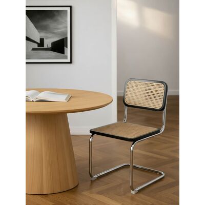 Lunel silla madera y ratán patas metálicas negro y natural - Kenay Home Negro Lunel silla madera y ratán patas metálicas negro y natural - Kenay Home Negro
