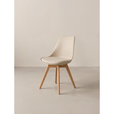 Silla Beige Scandinavian de Kenay Home - Patas de Madera - Duradera y Elegante Silla Beige Scandinavian de Kenay Home - Patas de Madera - Duradera y Elegante