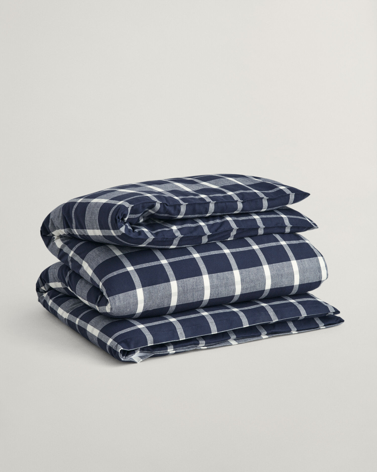 GANT Home Funda de edredón Flannel Check para cama individual (135x200) Azul