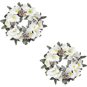 kaiserkraft Coronas de rosas de Navidad, 2 unidades, verde, Ø 32 cm