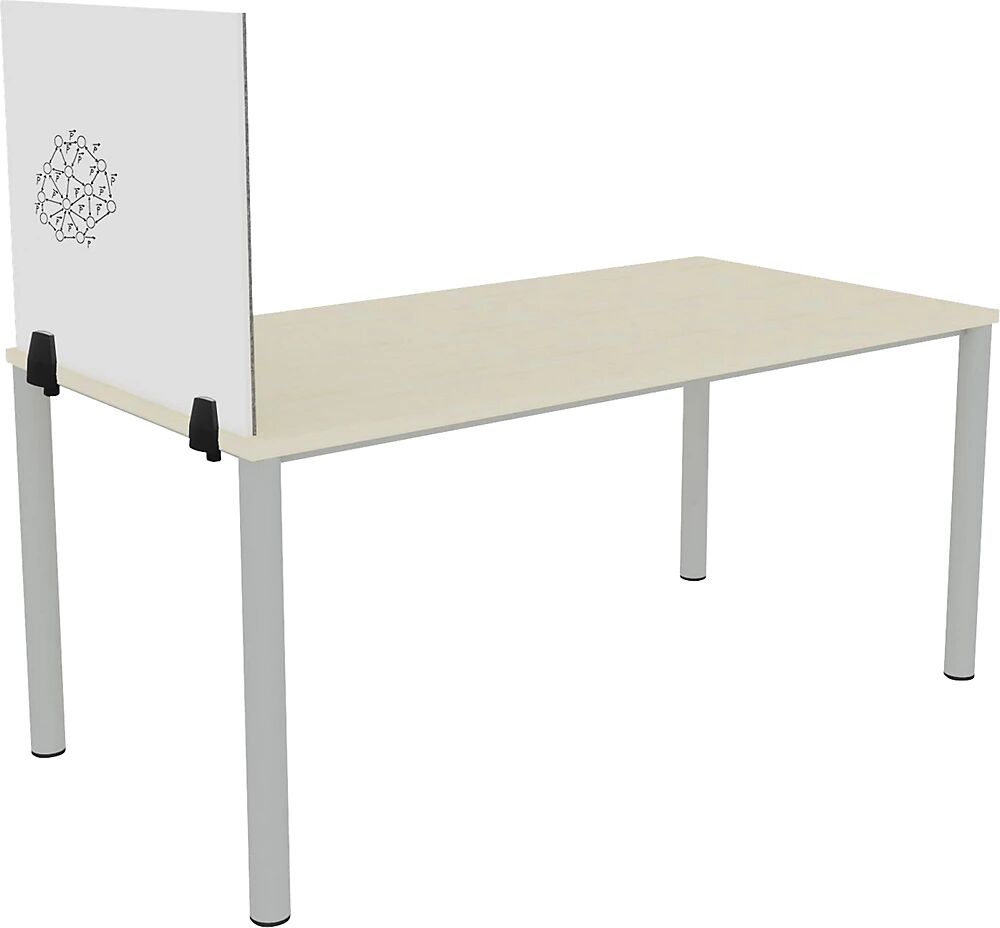 kaiserkraft Pared separadora sobre la mesa para puesto de trabajo individual, superficie esmaltada y de fieltro de PET, blanco / gris, anchura 750 mm